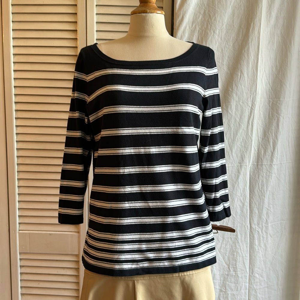 RAG & BONE/JEAN. Classic bl/wh striped T-Shirt 3/4  sleeves GUC Size Medium